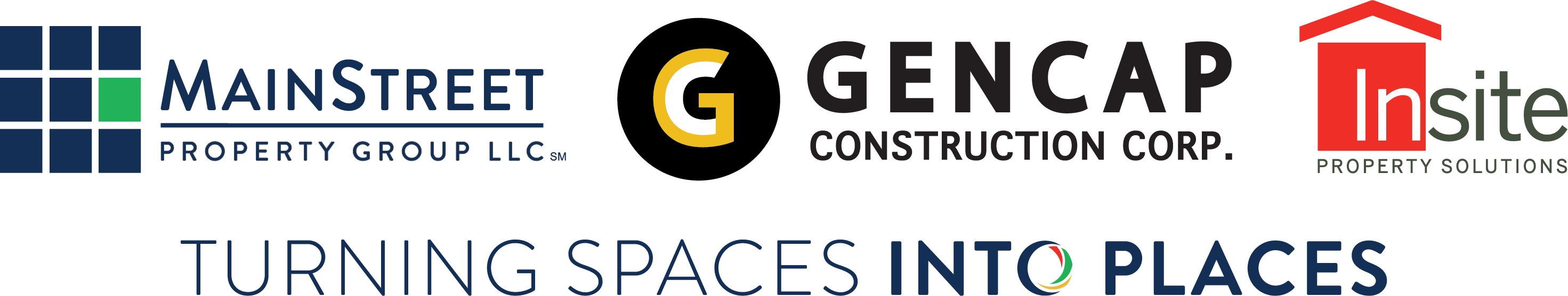 MainStreet Property Group logo, Gencap Construction logo, and      Insite Property logo