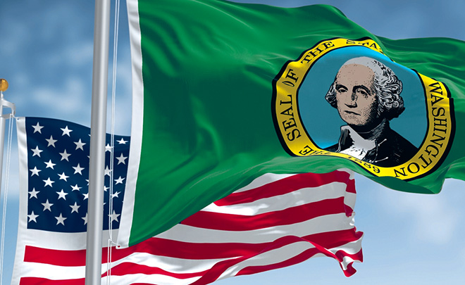 US and Washinton State Flag